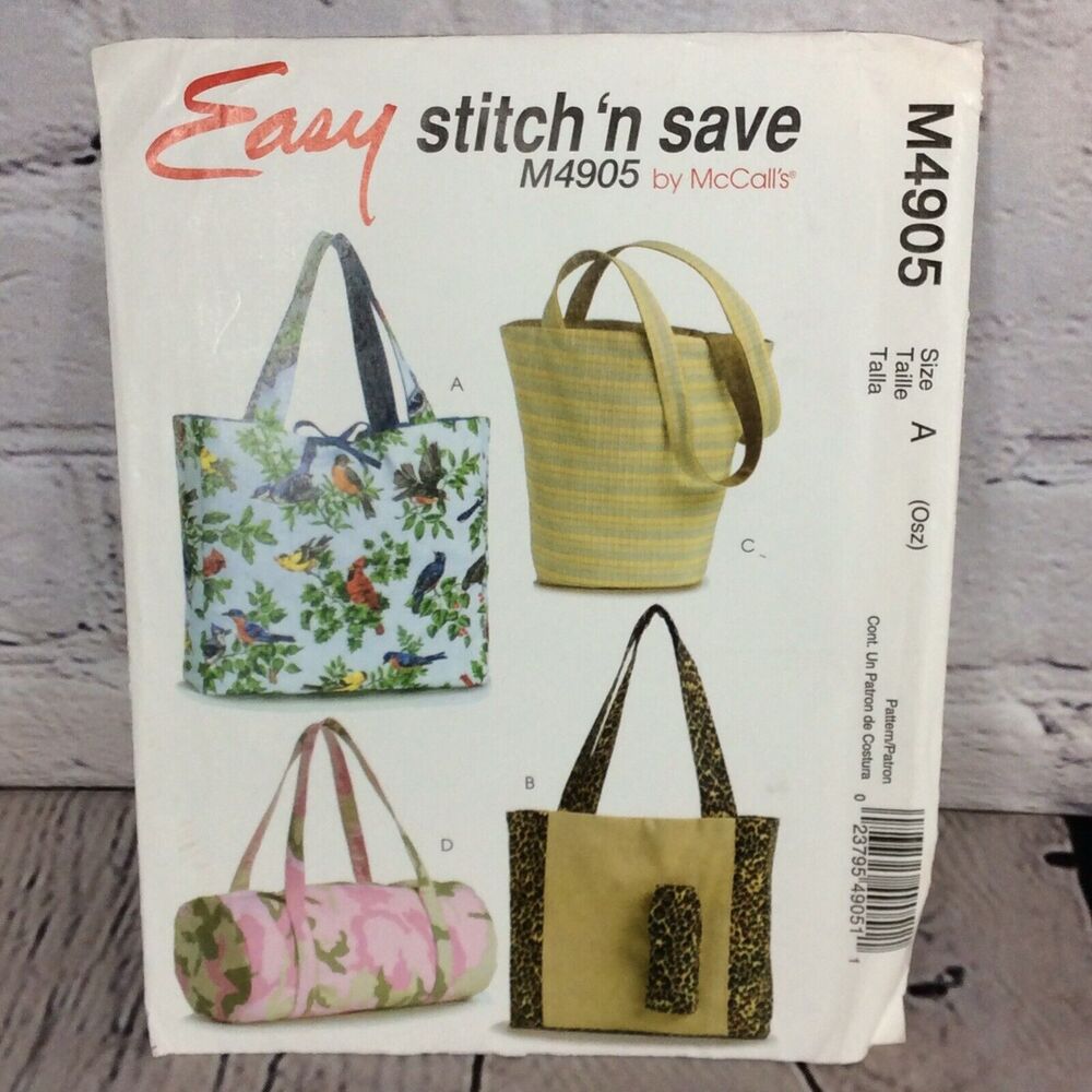 McCall's Pattern #4905 Fashion Accessories Handbags Uncut Factory Folded 4 Style